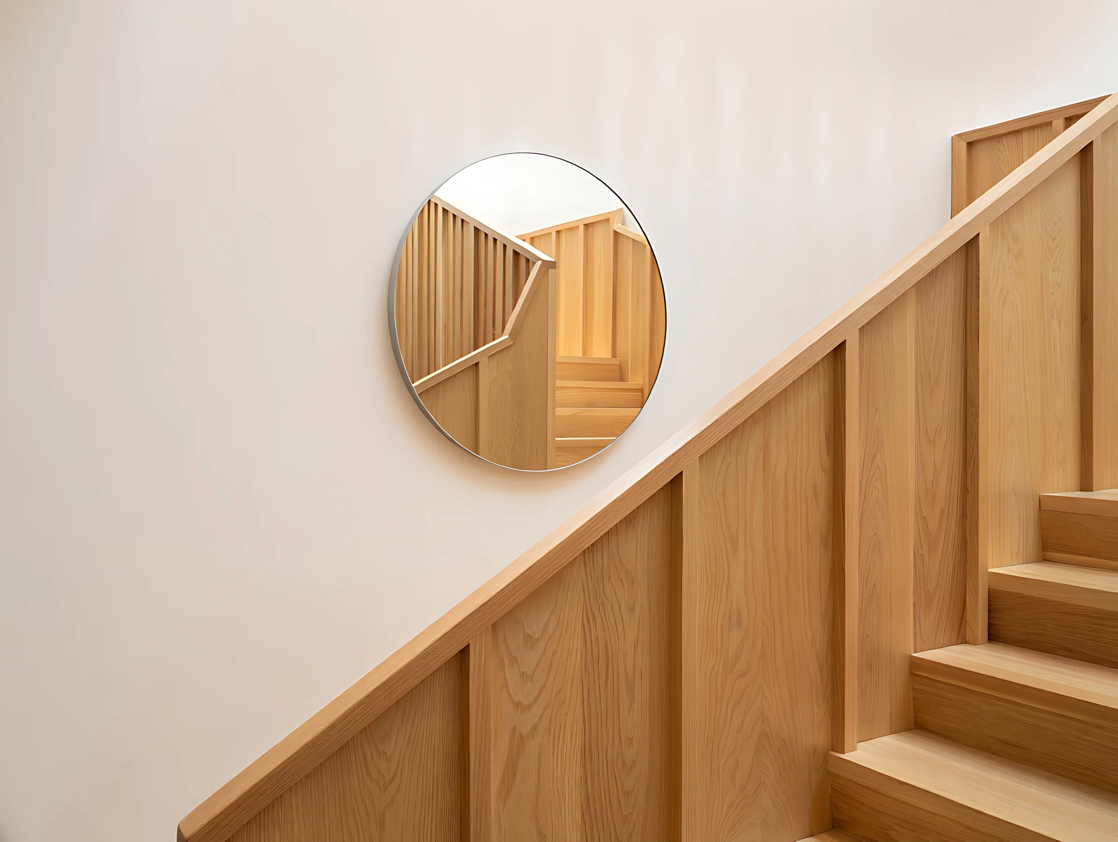 Holztreppe mit passendem Handlauf im Wohnraum